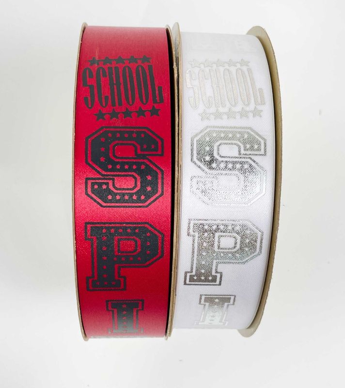 School Spirit custom imprinted ribbon, size ribbon: size 5 (7/8&quot;)