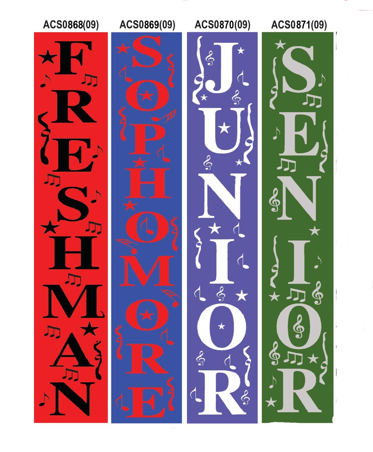 Class Year streamers &amp; music notes custom imprint ribbon- size 9, Class year: Freshman