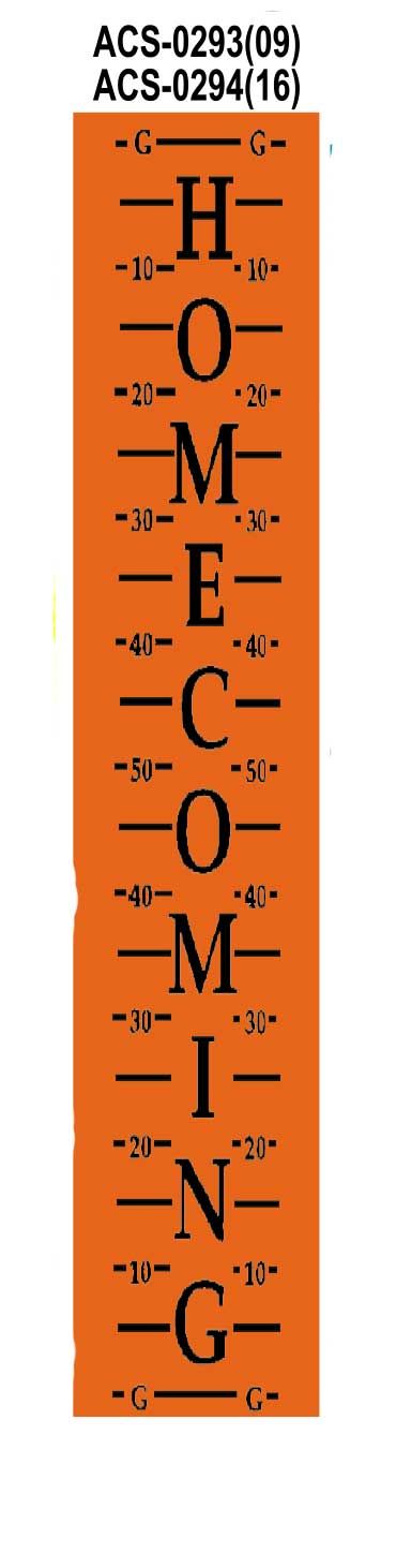 HOMECOMING with football field yard lines custom imprint ribbon, size ribbon: size 9 (1+5/16&quot;)