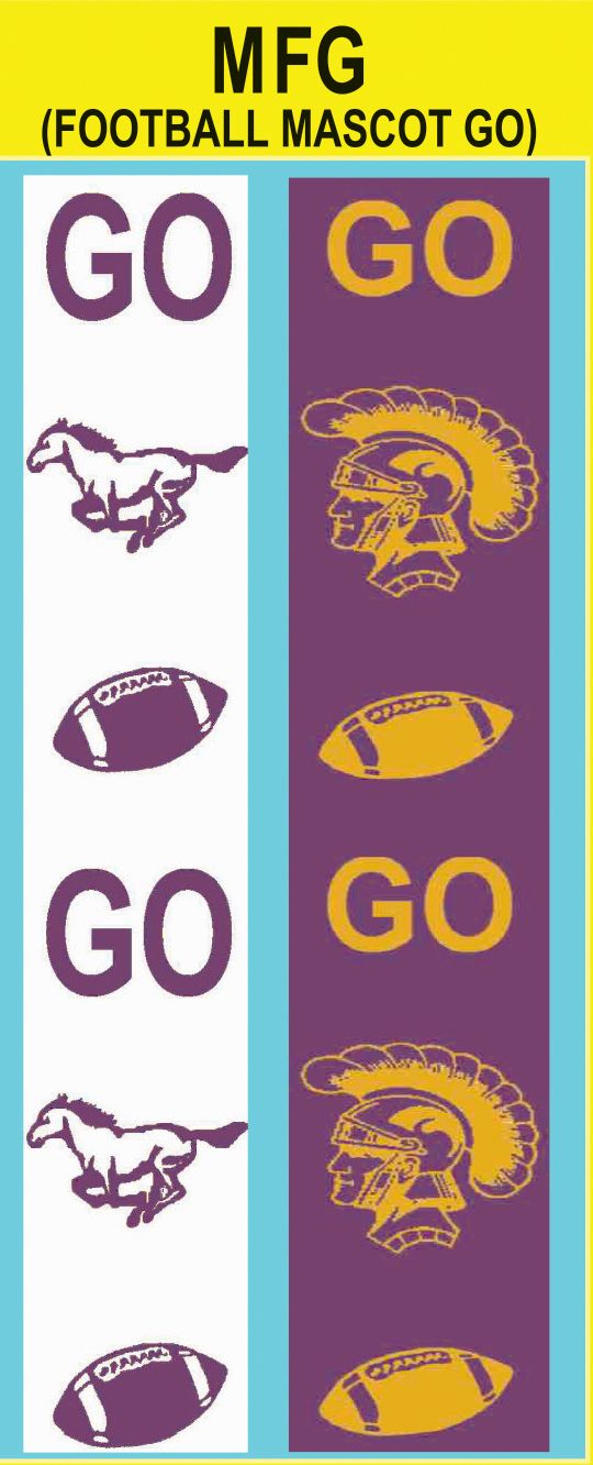 &quot;GO&quot; with football &amp; mascot graphic custom imprint ribbon