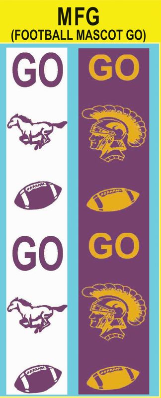 &quot;GO&quot; with football &amp; mascot graphic custom imprint ribbon