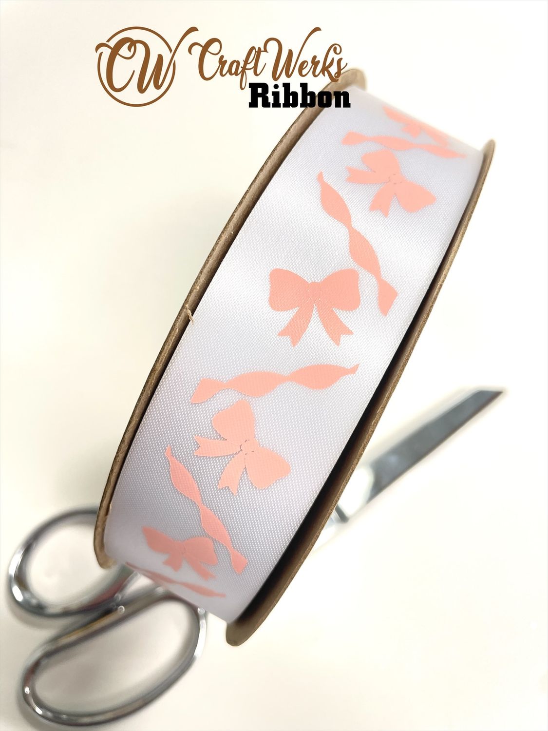 Coquette Bows with zig zag twists custom imprint ribbon- size 9