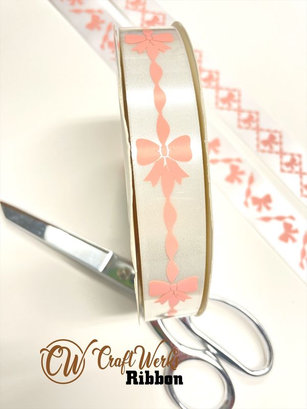 Coquette Bows with Linear twists custom imprint ribbon- size 5