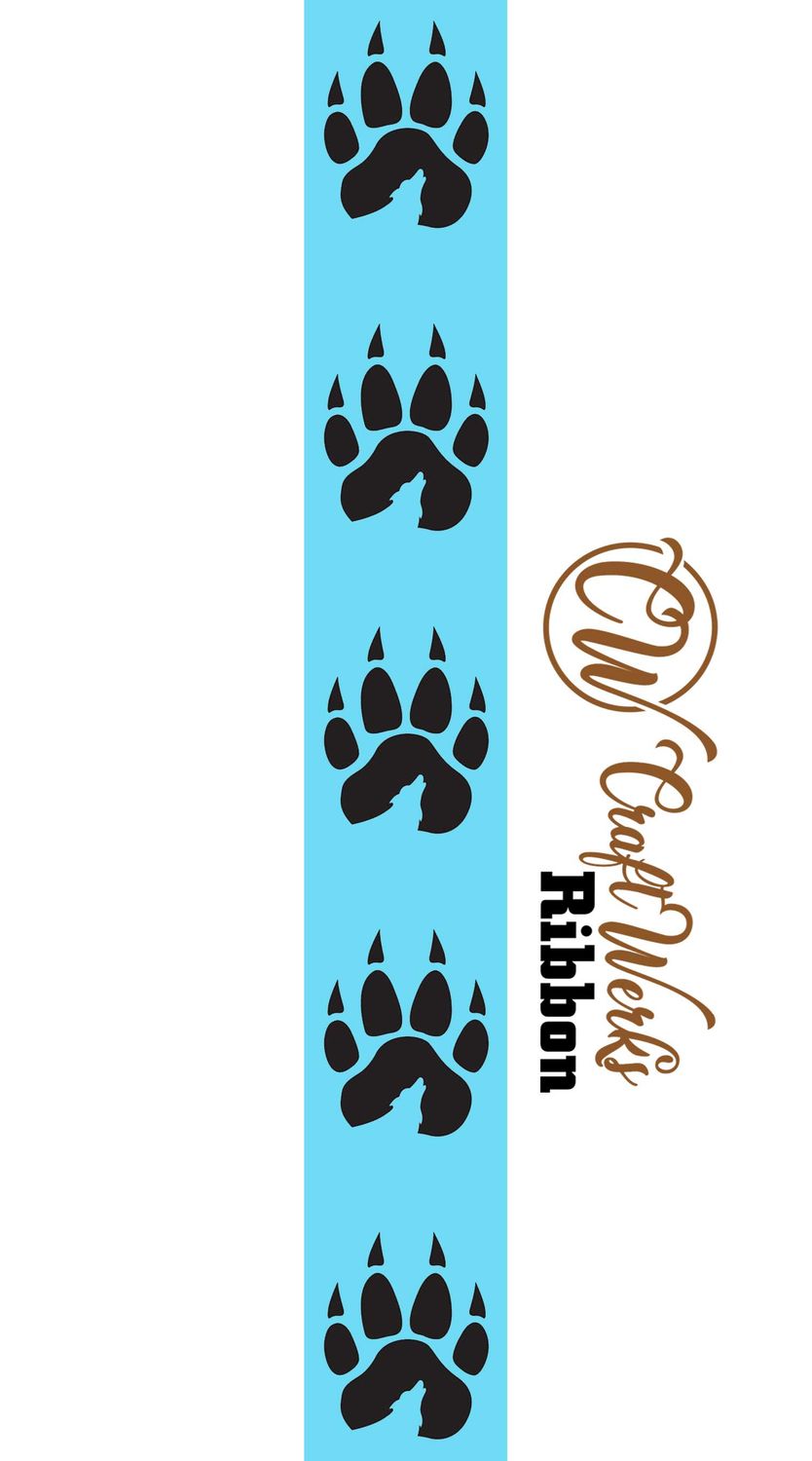 Paw with wolf, Lobo, coyote custom imprint ribbon- size 9