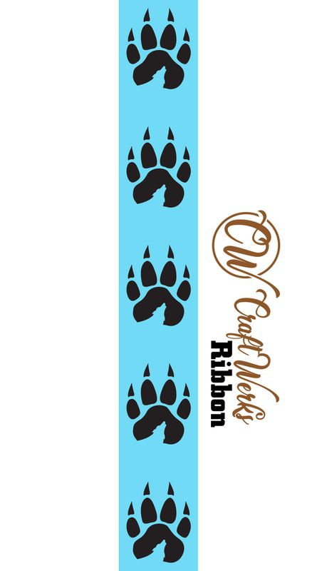 Paw with wolf, Lobo, coyote custom imprint ribbon- size 9