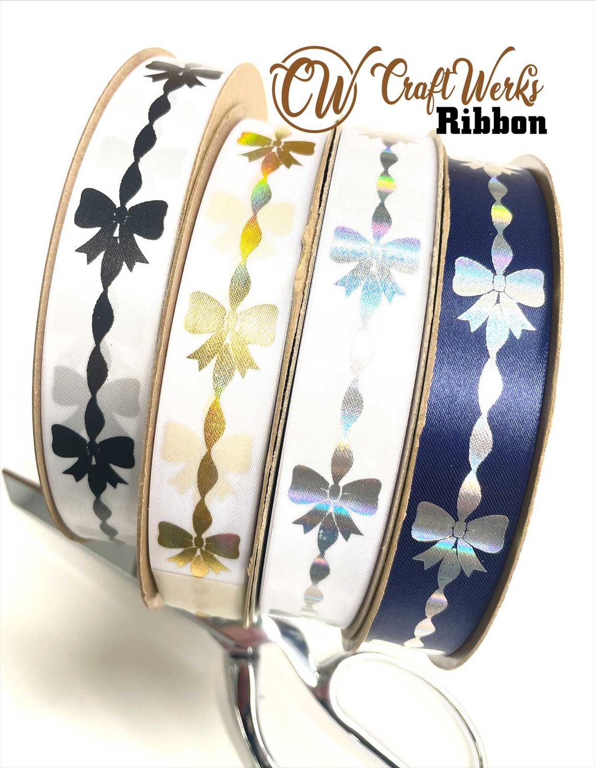 Coquette Bows with Linear twists custom imprint ribbon- size 5