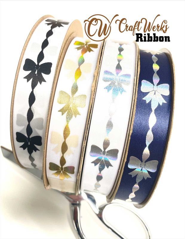 Coquette Bows with Linear twists custom imprint ribbon- size 5
