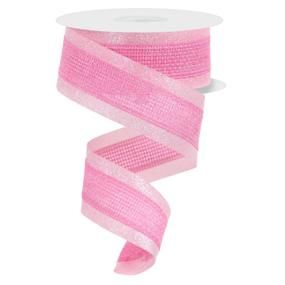 1.5” Pink Iridescent cross wired ribbon