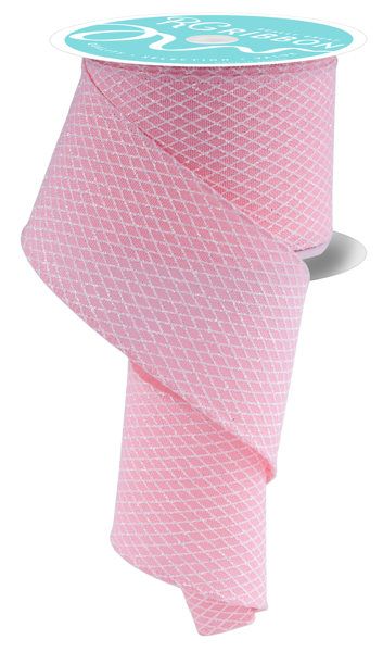 2.5” Light pink mini Harlequin wired ribbon
