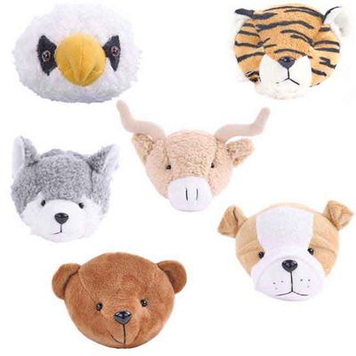 4&quot; Plush large Mascot animal heads- pack of 12