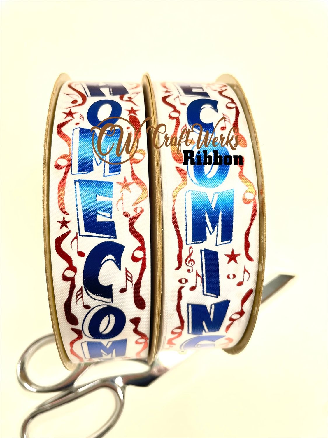 Homecoming with Streamers Custom imprinted ribbon- TWO color print- SIZE 9