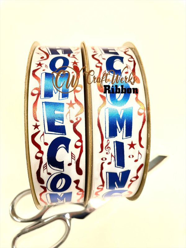 Homecoming with Streamers Custom imprinted ribbon- TWO color print- SIZE 9