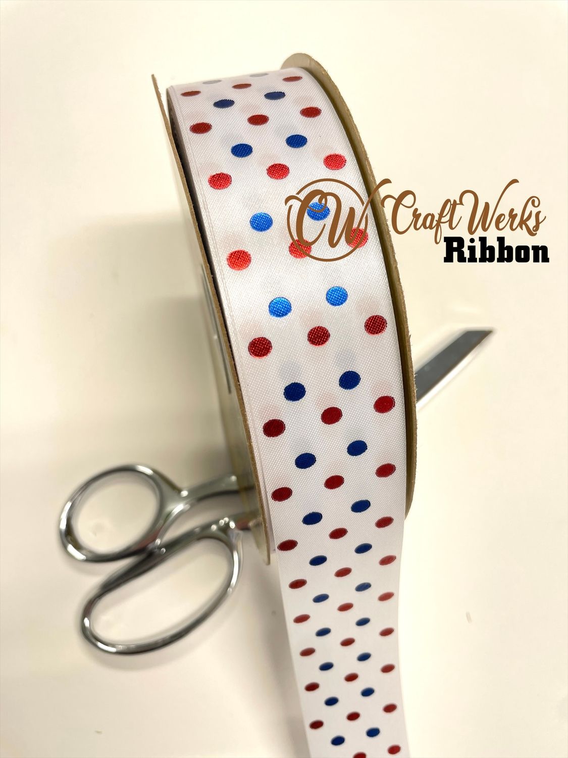 Swiss medium polka Dots Custom imprinted ribbon- TWO color print- SIZE 9
