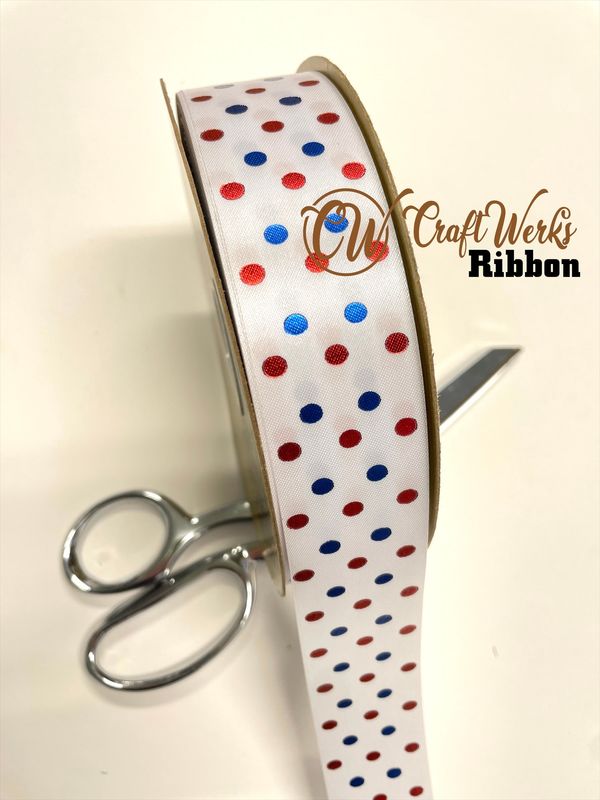 Swiss medium polka Dots Custom imprinted ribbon- TWO color print- SIZE 9