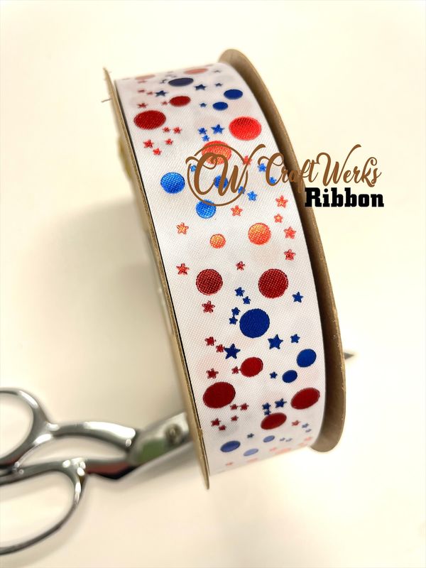 Whimsey Stars &amp; bubbles Custom imprinted ribbon- TWO color print- SIZE 9