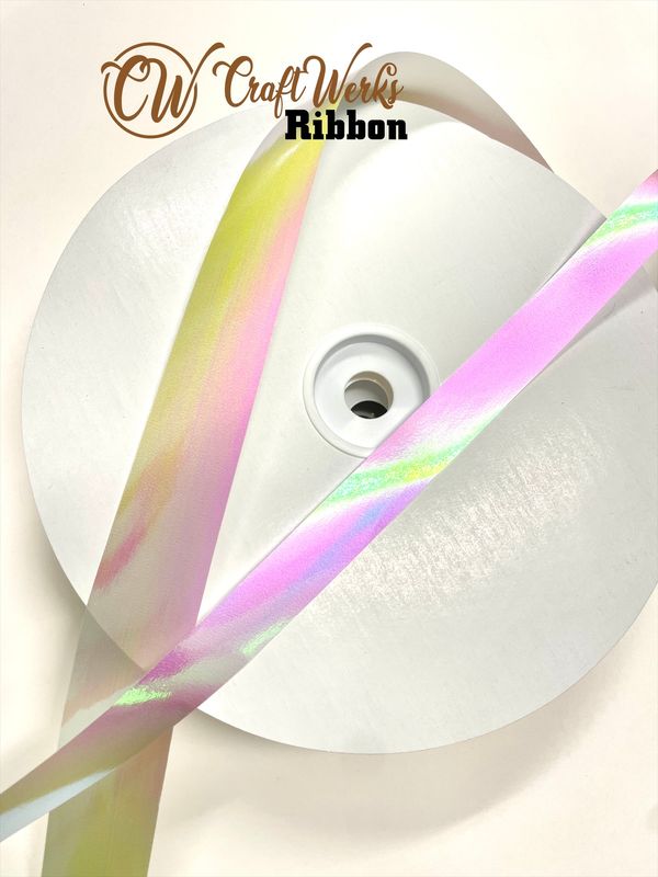 White iridescent ribbon- 250 yards