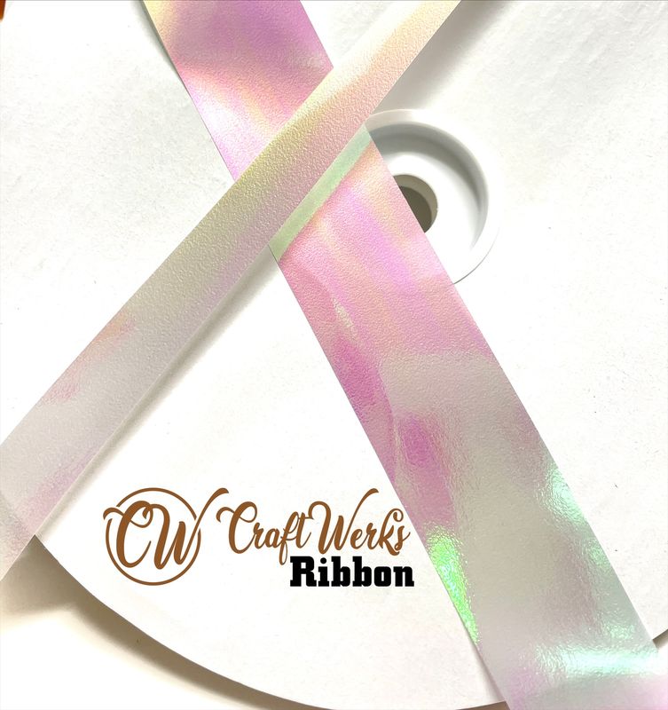 White iridescent ribbon- 250 yards
