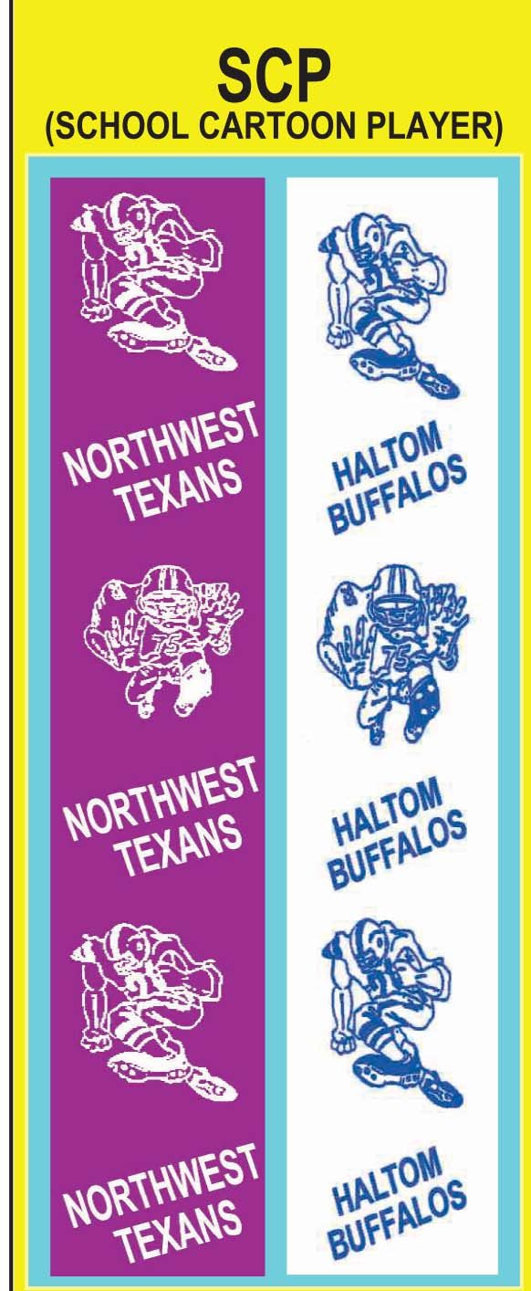 School/Mascot with Cartoon Football players custom imprint ribbon