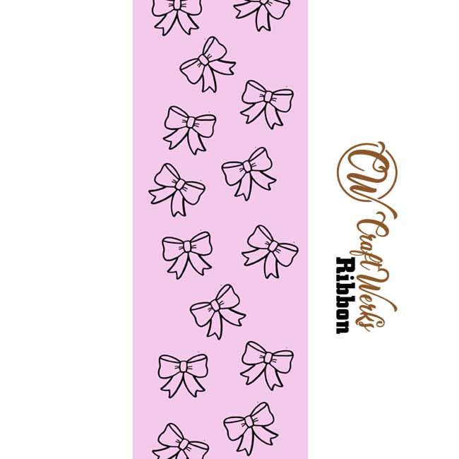 Coquette scattered bows custom imprint ribbon- size 40