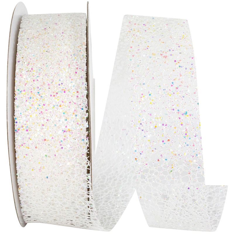 Iridescent glitter web mesh ribbon- 2 sizes- 25 yards