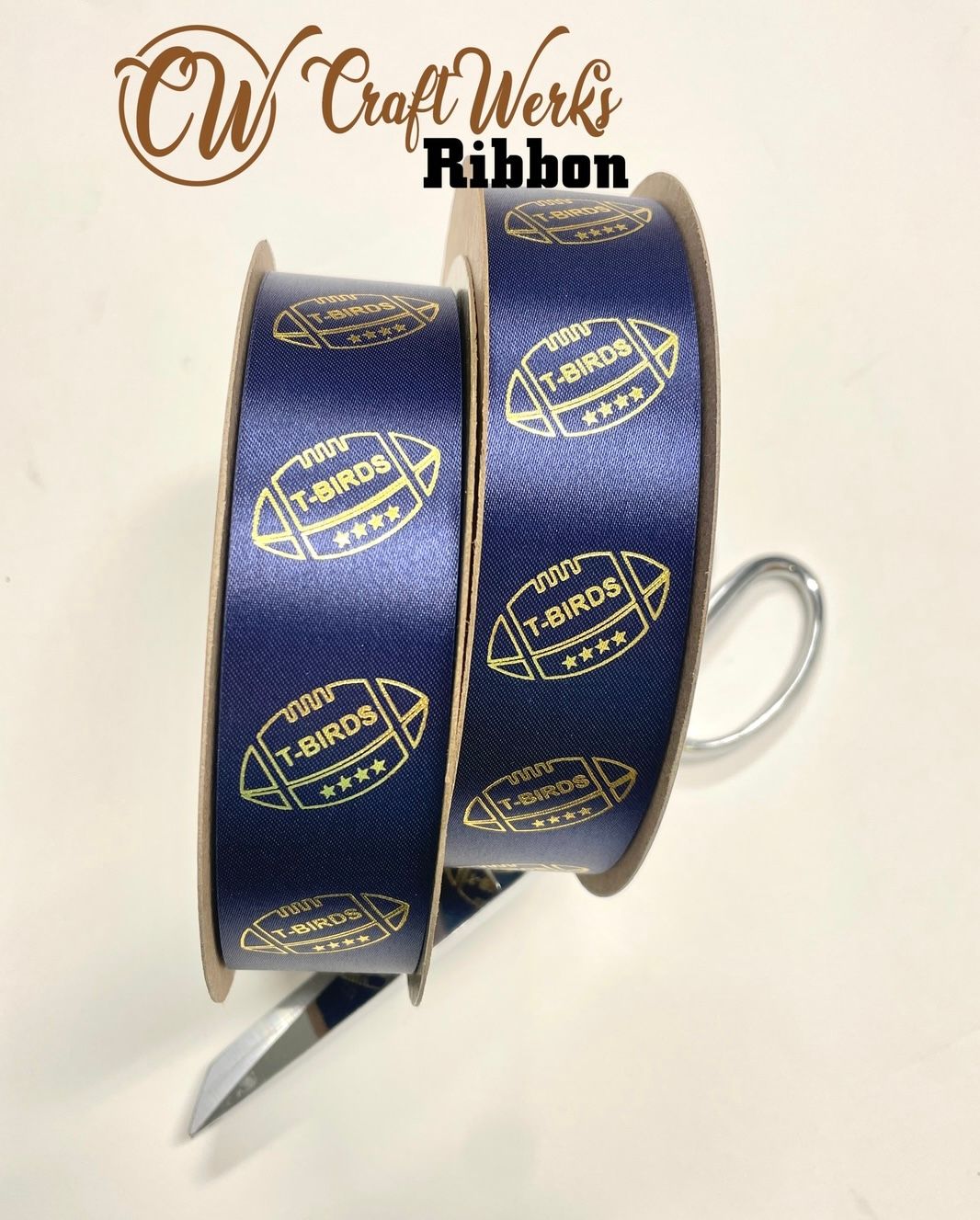 Football with Mascot Name custom imprint ribbon- size 9