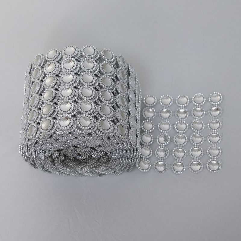 Flower wide Bling mesh Silver Medium- 10 yd roll