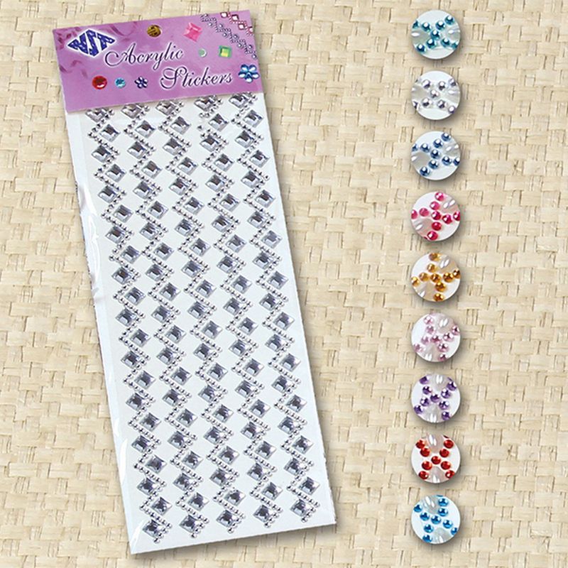Diamond &amp; zig zag gemstone stickers- 16mm