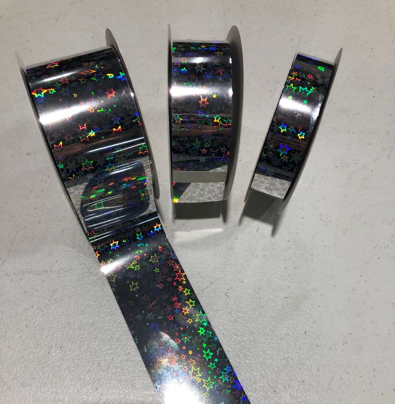 Holographic Silver Mylar ribbon- 100 yard roll.