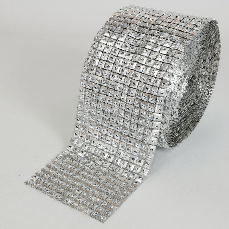 small Square Bling Trimming Silver roll- 10 yards