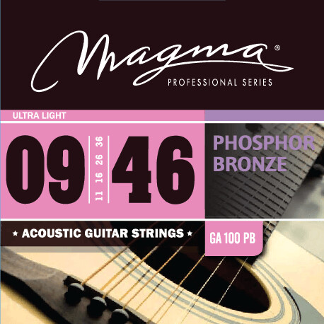 Magma GA100PB. Phosphor Bronze strings for acoustic guitar. Ultra Light. Order code: MAG6000400