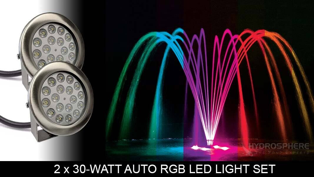 Auto RGB Colour Changing 2 x 30-Watt LED Light Kit For Fusion Series Fountains by Aqua Control