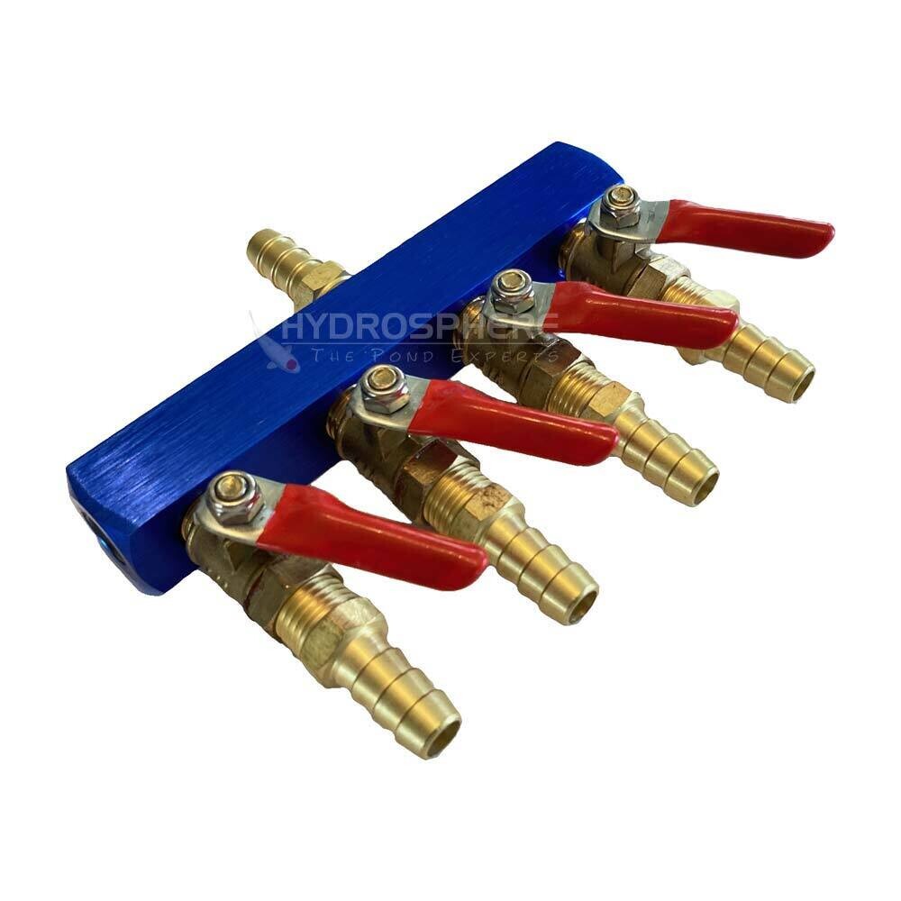4-Way Air Splitter With Valves - 3/8