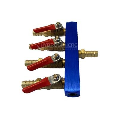 4-Way Air Splitter With Valves - 3/8" x 3/8"