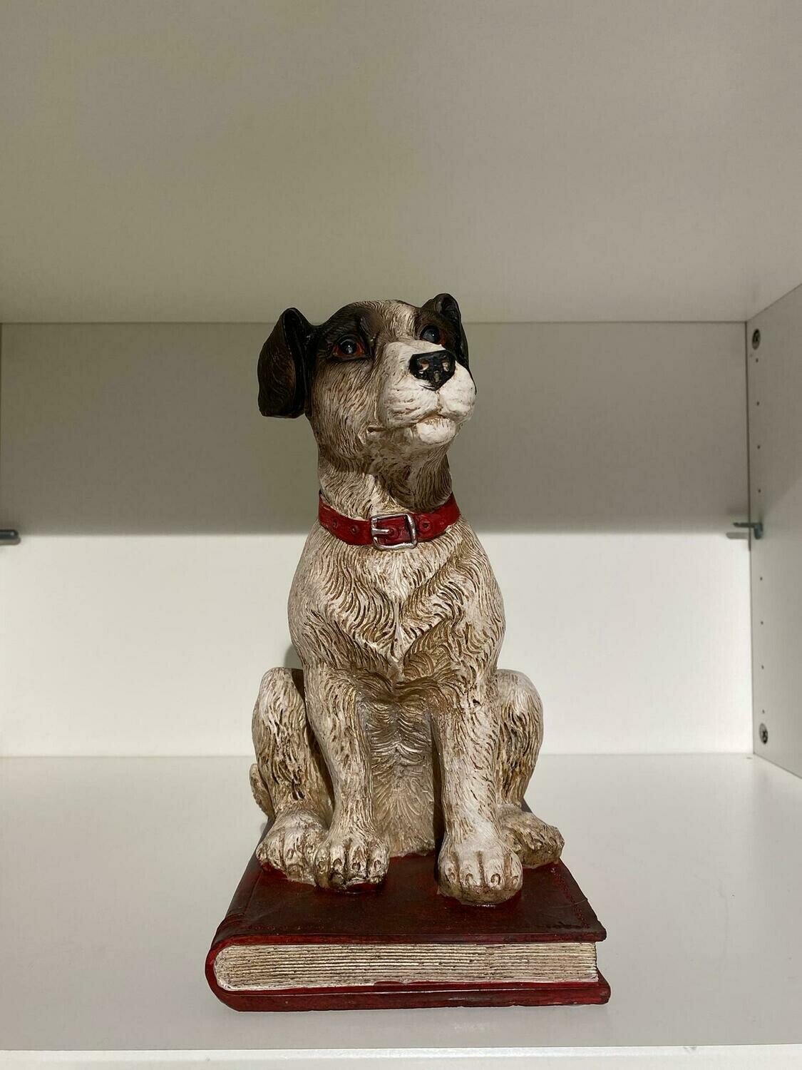 Dekoartikel Hund auf Bücher sitzend