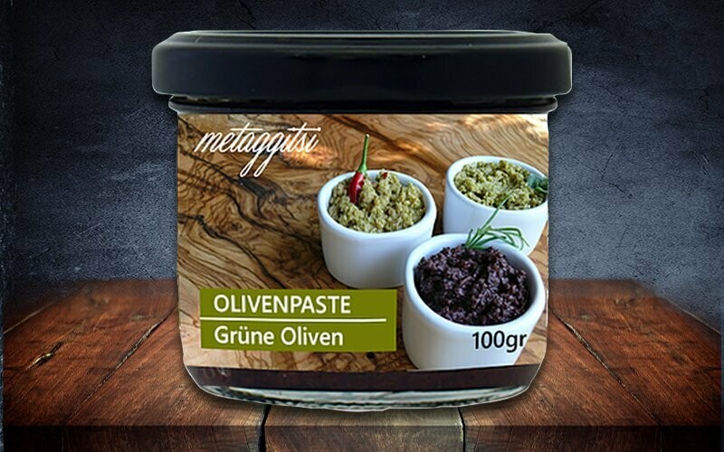 Grüne Olivenpaste
100 g Glas