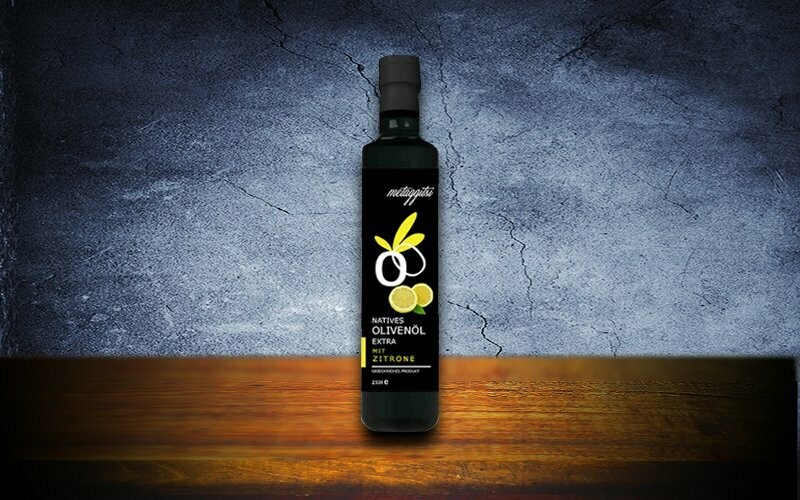 Natives Olivenöl exra
mit Zitrone
250 ml Flasche