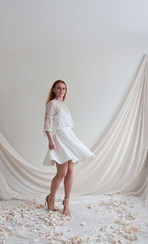 Style mariage Bohème, jupe patineuse et blouse en Dentelle - ERIKA