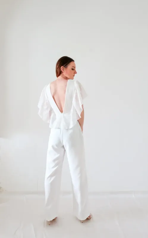 Ensemble de mariage HELENE avec dos nu et pantalon élégant