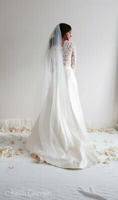 Voile de mariée long 2 mètres fluide – Élégance et raffinement pour mariage traditionnel Voile blanc ivoire pour cérémonie religieuse, tombant jusqu’au sol