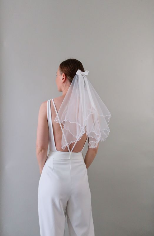 Voile de mariée court à noeud Voile de mariée court à noeud