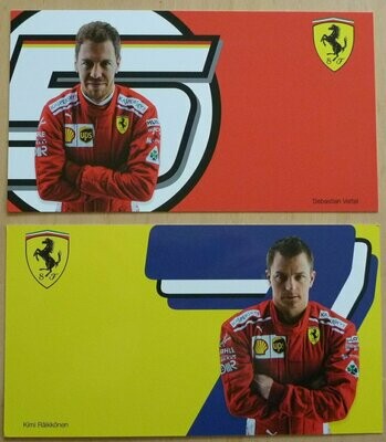 Vettel & Raikkonen official Ferrari postcards