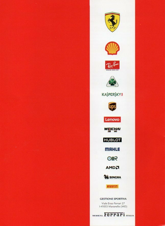 SF71H F1 car official brochure + postcard