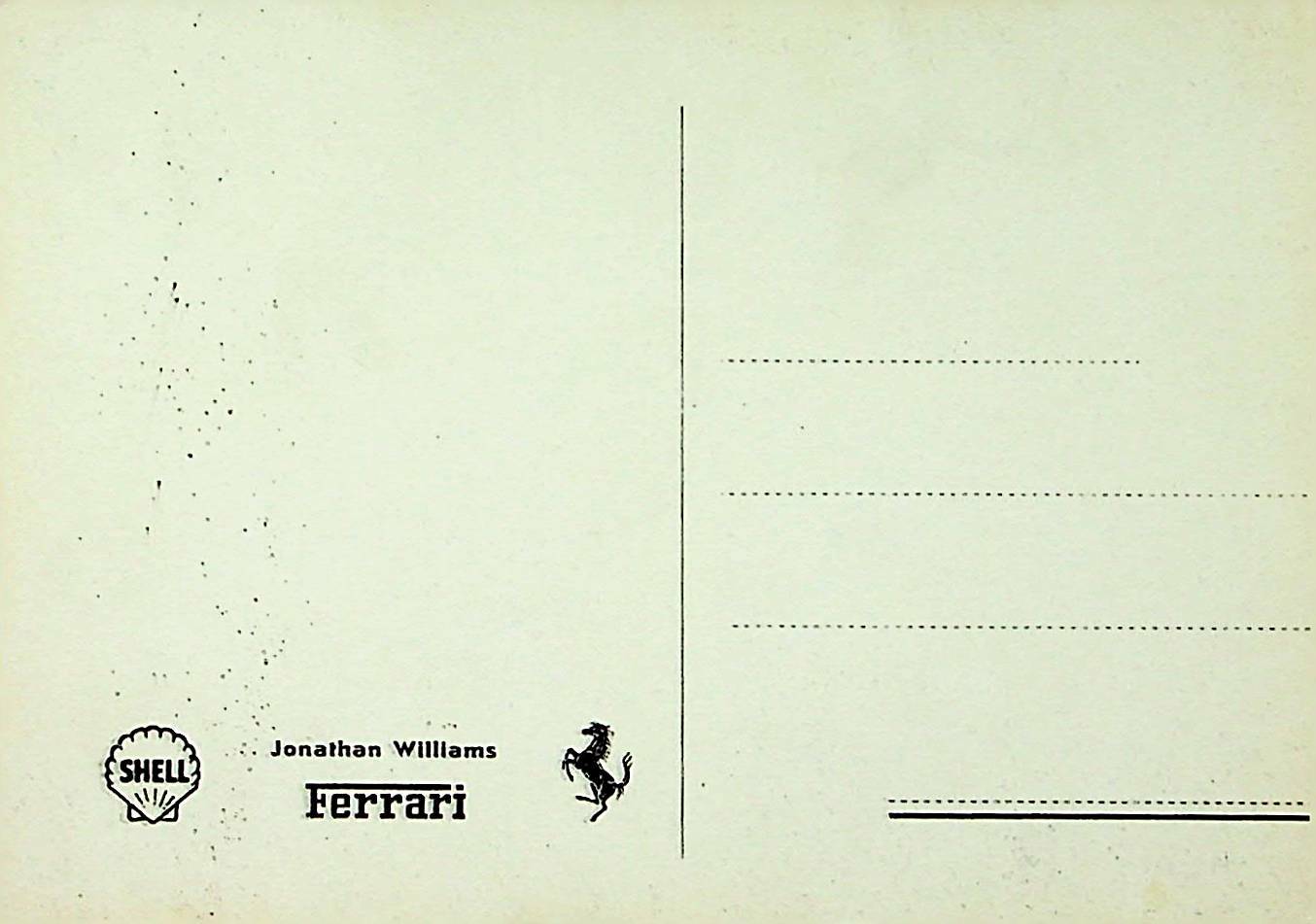 RARE: Official FERRARI 1967 postcard - Jonathan Williams