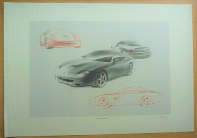 Official Ferrari lithograph - 550 design sketches