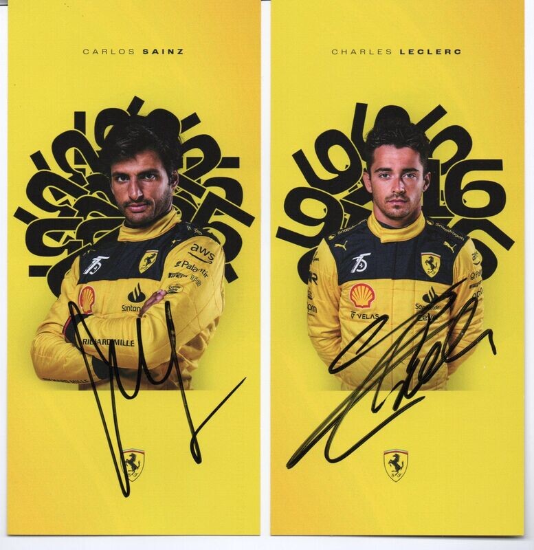 SIGNED - Leclerc & Sainz fancards - RARE