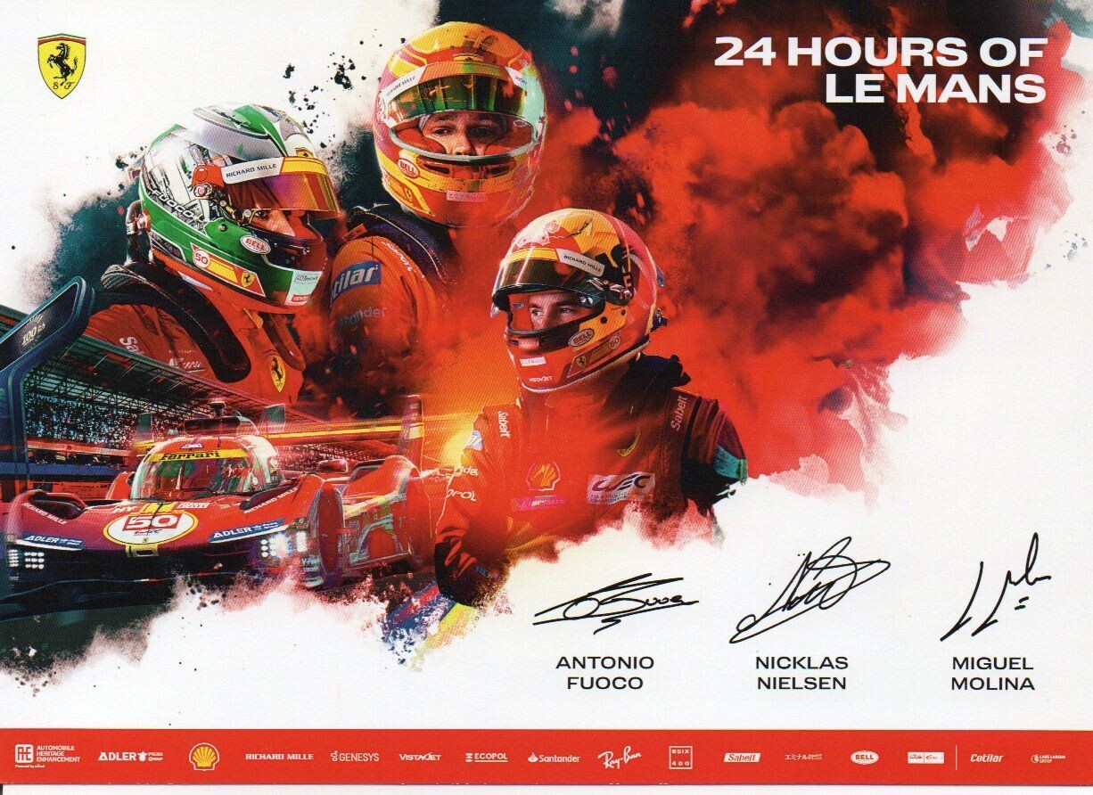 Official Ferrari 499P Le Mans winner postcard