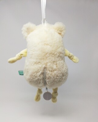 Personalisierte Spieluhr zum Aufhängen Teddy Bär natur-weiß: mit Namen und Wunschmelodie, aus Öko Teddy Plüsch, mit austauschbarer Spieluhr. Taufgeschenk