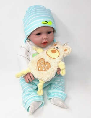 Personalisiertes Plüschtier Baby Bär naturweiß mit Namen als Wärmekissen oder Knister-Tuch und Schnullertasche. Ein süßes Baby Geschenk