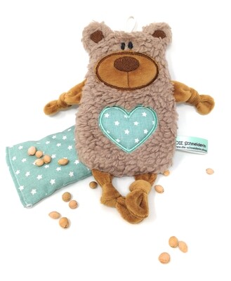 Personalisiertes Plüschtier Baby Bär hellbraun mit Namen als Wärmekissen oder Knister-Tuch und Schnullertasche. Ein süßes Baby Geschenk