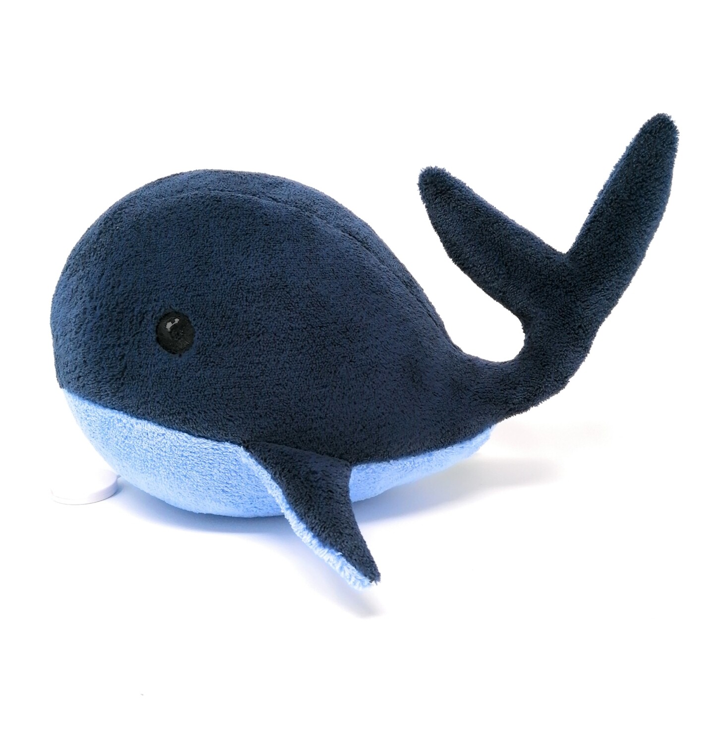 Kuscheltier Wal für Spieluhr navy- blau: mit Namen und Wunschmelodie, aus Öko Teddy Plüsch, mit austauschbarer Spieluhr. Optional mit Geheimtasche/Reißverschluss